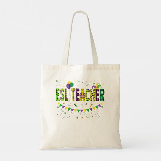 Tote Bag Fundy Enseignant ESL Mardi Gras Famille Matching O (Dos)