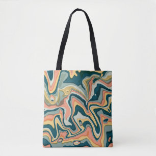 Tote Bag Funky Gras Coloré Artsy Marble Swirl Ebru