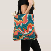 Tote Bag Funky Retro Coloré Artsy Marble Swirl Ebru (De près)