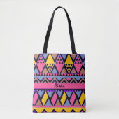 Tote Bag Funky Tribal Coloré rose et jaune (Devant)