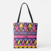 Tote Bag Funky Tribal Coloré rose et jaune (Dos)