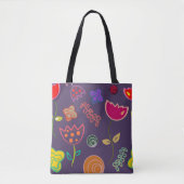 Tote Bag Funky Tulip Pattern Purple (Devant)