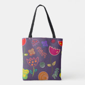 Tote Bag Funky Tulip Pattern Purple (Dos)