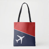 Tote Bag Funky White Plane Avion Pilote (Devant)