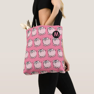 Tote Bag Funny 4 carotons Monogramme de cochon Choisir le S