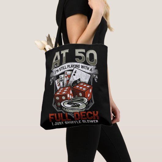 Tote Bag Funny 50th Birthday Poker Player Cards Jeux (De près)