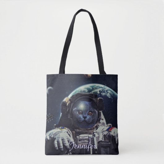 Tote Bag Funny Astronaut Shorthair Cat dans l'espace (Devant)