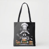 Tote Bag Funny BBQ Raccoon Flipping Burgers (Devant)