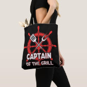 Tote Bag Funny BBQ Sailing Captain Of The Grill  (De près)