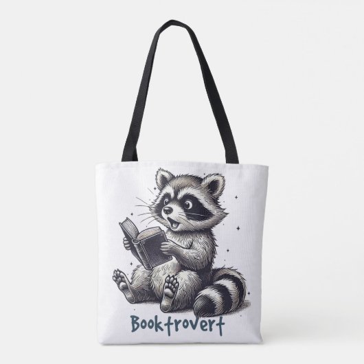 Tote Bag Funny Booktrovert Raccoon (Dos)