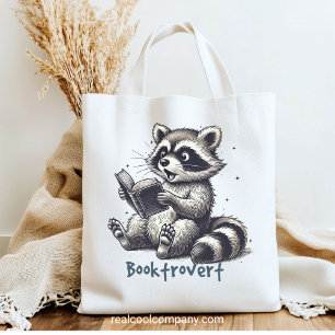 Tote Bag Funny Booktrovert Raccoon