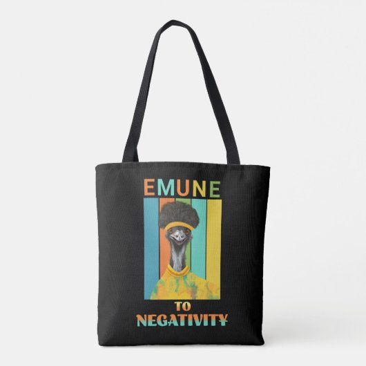 Tote Bag Funny Emu Bird Pun - Emune à la Négativité (Dos)