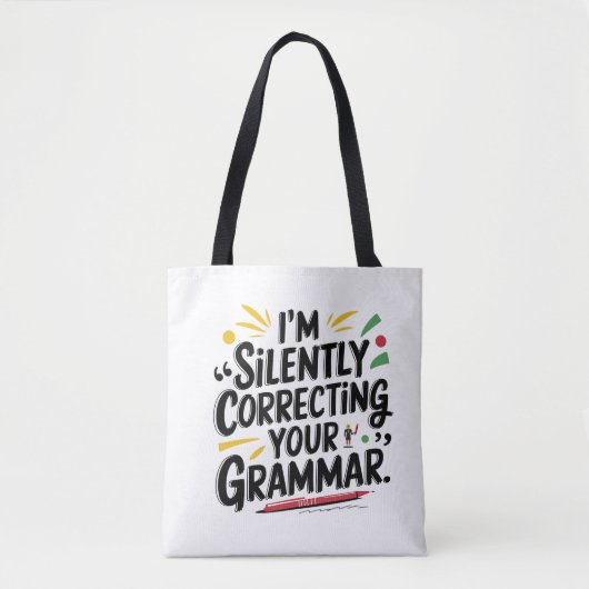 Tote Bag Funny Enseignant Anglais : Conception Silencieuse (Devant)