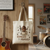 Tote Bag Funny Espresso Yourself Singing Coffee Bean Pun