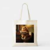 Tote Bag Funny Fat Cat Lecture journal sur Toilet (Dos)