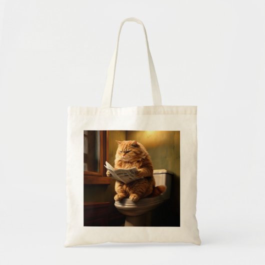 Tote Bag Funny Fat Cat Lecture journal sur Toilet (Devant)
