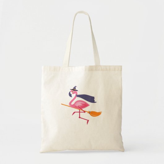 Tote Bag Funny Flamant rose Halloween sorcière (Devant)