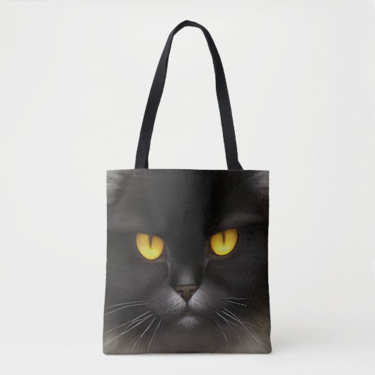 Tote Bag Funny Fluffeux noir Perse noir chaton visage (Devant)