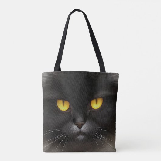 Tote Bag Funny Fluffeux noir Perse noir chaton visage (Dos)