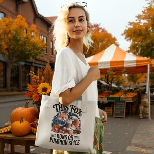 Tote Bag Funny Fox Pumpkin Spice Fall Coffee Humor
