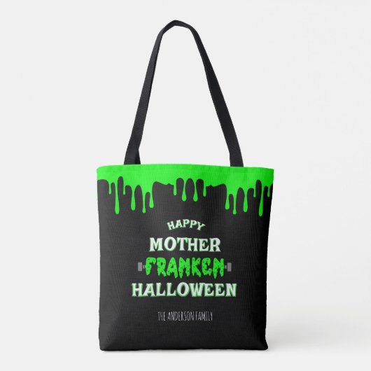 Tote Bag Funny Frankenstein Heureuse mère Franken Halloween (Dos)