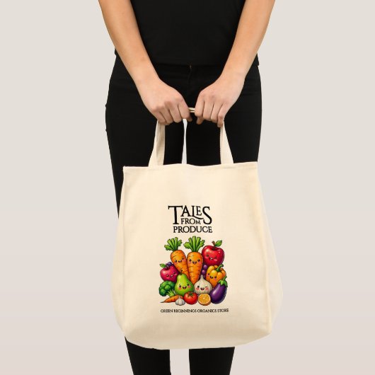 Tote Bag Funny Fruits Veggies Tales from Produce Grocery (Devant (produit))
