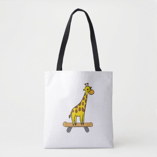 Tote Bag Funny Giraffe Lover Giraffe Skateboard (Devant)