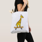 Tote Bag Funny Giraffe Lover Giraffe Skateboard (De près)