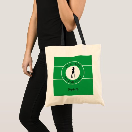 Tote Bag Funny Golfer Par Tee Time Golf Cute Green Black (Devant (produit))