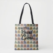 Tote Bag Funny Grey Pastel Meeple Checkboard Jeu (Devant)