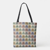 Tote Bag Funny Grey Pastel Meeple Checkboard Jeu (Dos)