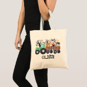 Tote Bag Funny Halloween Animaux de ferme Tracteur Éffrayan (Devant (produit))