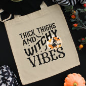 Tote Bag Funny Halloween Typography Witch & Full Moon