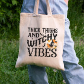 Tote Bag Funny Halloween Typography Witch & Full Moon