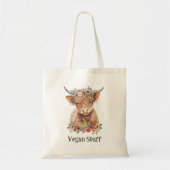 Tote Bag Funny Highland Cow Design Customizable with Flower (Devant)
