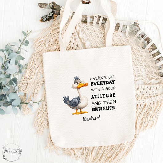 Tote Bag Funny "Idiots Happen" Canard en colère Personnalis