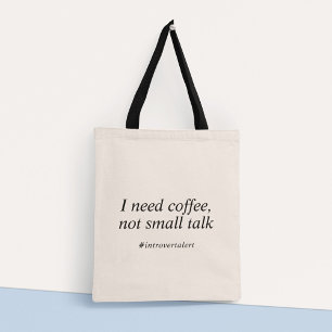 Tote Bag Funny Introvert Quote Typography Minimalist Modern