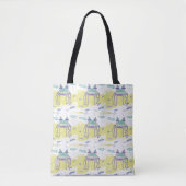 Tote Bag funny jellyfish blue and yellow (Devant)