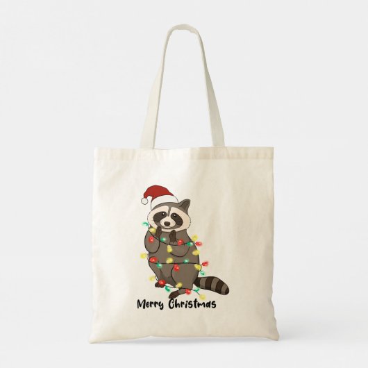 Tote Bag Funny Joyeux Noël Racoon (Dos)