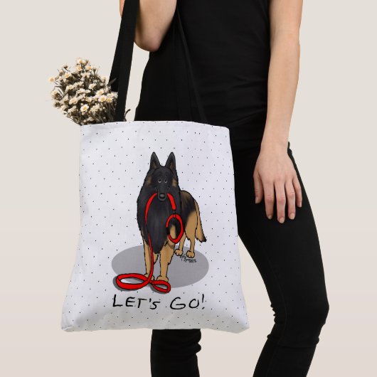 Tote Bag Funny Let's Go! Walk Belgian Tervuren (original) (De près)