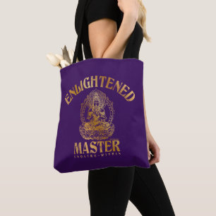 Tote Bag Funny "Maître éclairé" Faux Gold sur violet