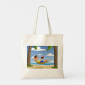 Tote Bag Funny Man Relaxing in Beach Hammock (Dos)