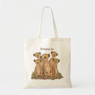 Tote Bag Funny meerkat family cartoon illustration