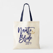 Tote Bag Funny Nauti Bride Bleu Moderne Calligraphie (Dos)