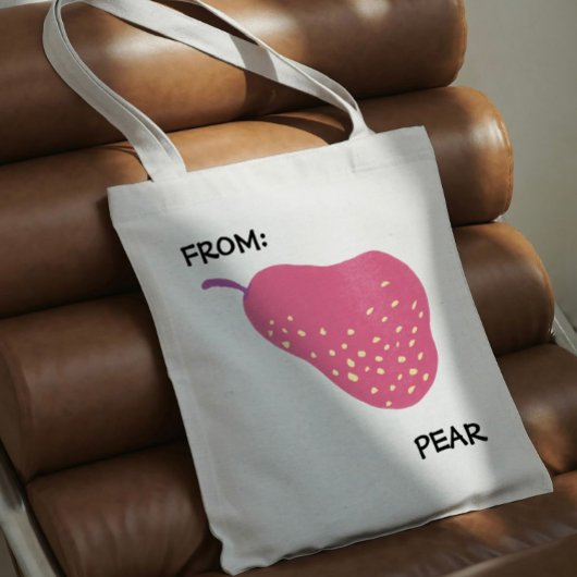 Tote Bag Funny Pear Pun – “From: Pear” Pop Art Fruit Canva