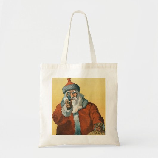 Tote Bag Funny Père Noël avec un pistolet de Noël (Devant)