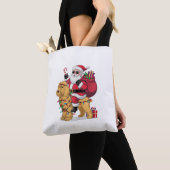 Tote Bag Funny Père Noël équitation Goldendoodle Chien Noël (De près)