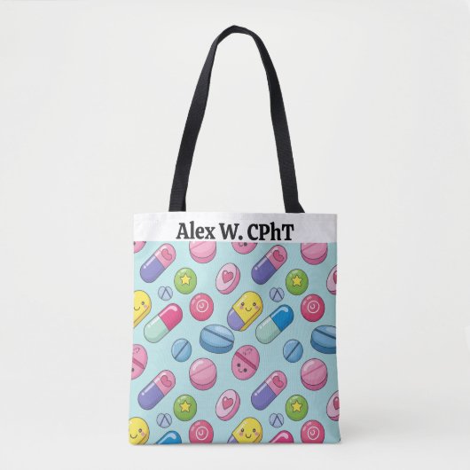 Tote Bag Funny Personalized Pharmacy Custom CPhT Nom (Devant)