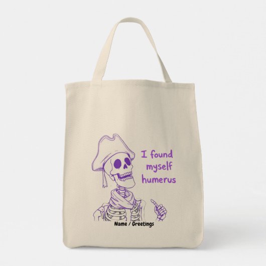 Tote Bag Funny Pirate Skeleton Humerus Bone Pun Art (Dos)