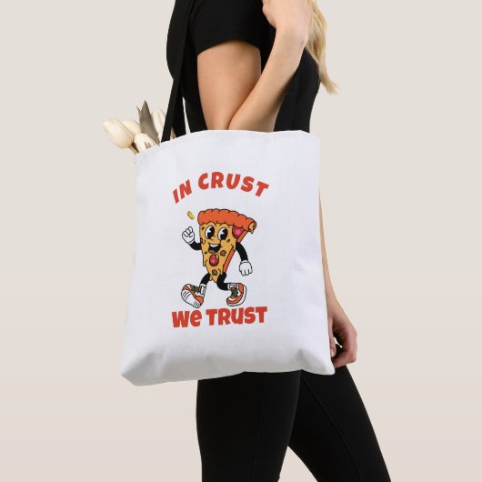 Tote Bag Funny Pizza Shirt – In Crust We Trust Graphic Tee (De près)